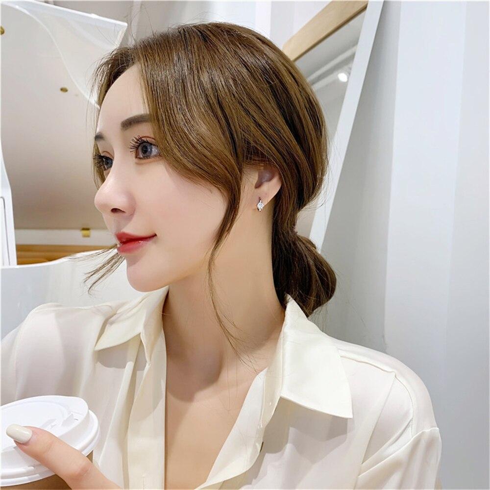 New Arrival Sterling Color Women Earrings Six Claw Cubic Zircon Fashionable Fashionable Micro Inlaid Pair Ear Studs Jewelry Festival