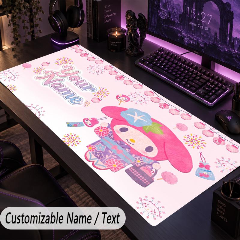 Custom Text Big Mousepad, Extended Desk Pad For Laptop Work GameMy Melody