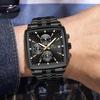 VAVAVOOM Multifunctional Men's Quartz Watch Chronograph Waterproof Luminous Date Display Stainless Steel Men's Wristwatch