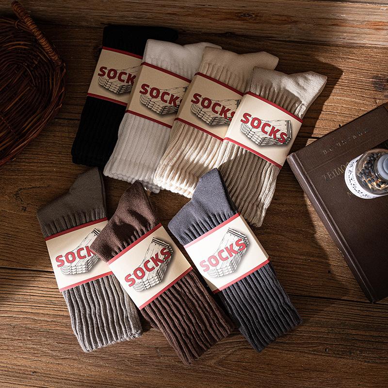 Stacking Socks Ami Kaji Socks Thick Thread Socks Medium Tube Retro Thick Needle American Stockings