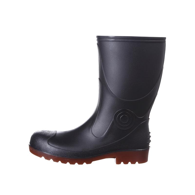 Golden Industrial Rain Boots: Oil, Acid & Alkali Resistant, Anti-Smash, Anti-Puncture, Flood-Proof Water Shoes with Rubber Steel Toe & Sole.