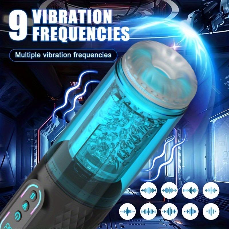 Male Automatic 9 Thrusting 9 Rotating 9 Sucking Blowjob Masturbator Cup 3D Textured Tunnel Sex Toys LCD Display Visual Window
