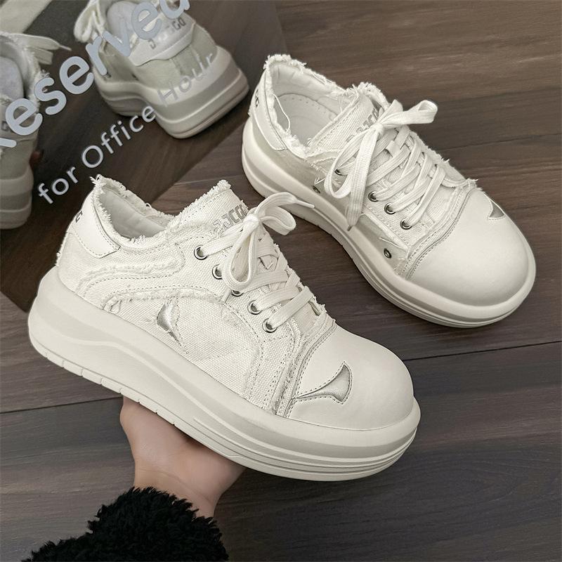 Spring new big head simple thick sole increase shock absorption canvas shoes casual shoes