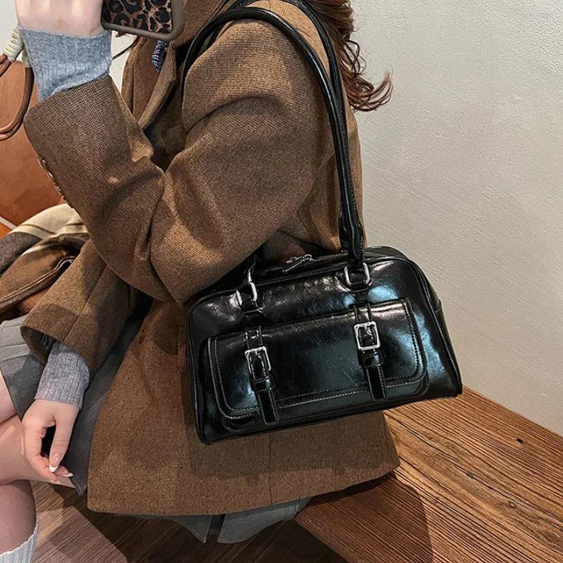 Vintage Luxury PU Leather Ladies Handbags Fashi Commute Women's Business Shoulder Bags Underarm Bag Female Large Tote Purse