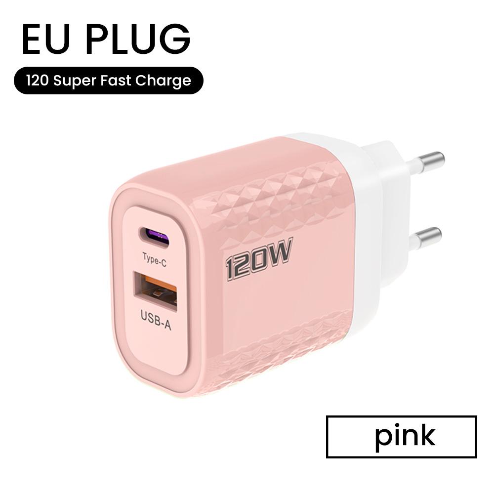 2 porty 120W rychlé nabíjení USB typ C nabíječka PD QC 3.0 USB C nabíječka EU/US/UK zástrčka adaptér pro iphone Xiaomi Samsung