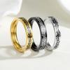 4MM Women Stainless Steel Rings for Engagement Wedding Band Jewelry Thorns Print Polished Titanium Steel Rings Gift