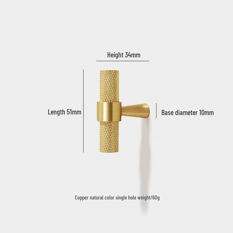 American Style Brass Wardrobe & Cabinet Door Handle - Retro French Copper Design