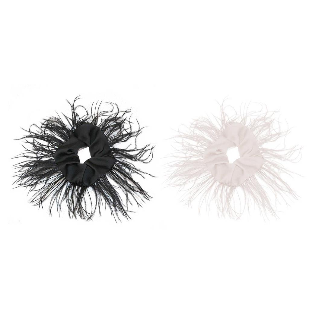 Gomas para el pelo de plumas de avestruz Scrunchies peludos Tocado de los años 20 Scrunchie para el pelo Cuerda elástica para el pelo Accesorios para el pelo para niñas