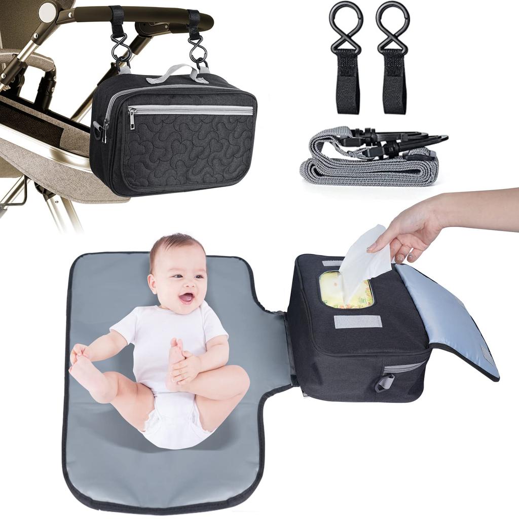 Diaper diaper baby diaper changing baby diaper small item baby makeup travel pouch pouch, holder, storage, mat, bag, holder, pouch, (black)