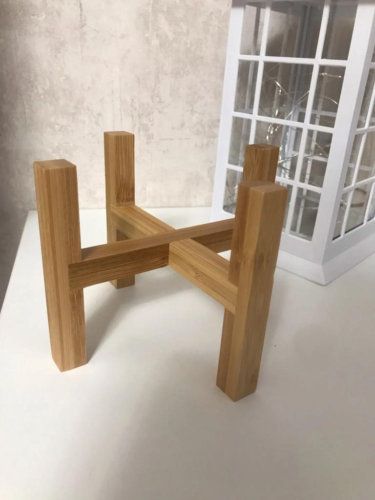 Nový přenosný bambusový stojan na květiny s jednou zátokou Mini držák na květináče Polička na květináče Polička na květináče se čtyřmi nohami