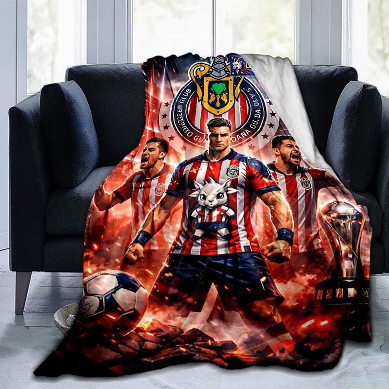 1pc Chivas Soccer Triumph Celebration Flannel Blanket Soft Warm Throw Blanket for Bedroom Living Room Bed Travel Camping Picnic Gift. MT7160187