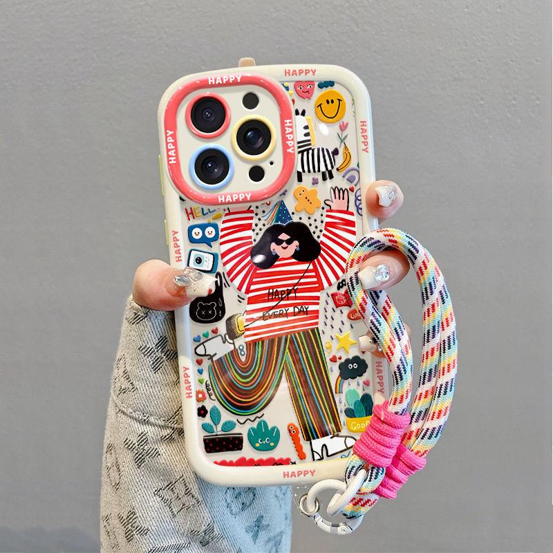 

Подходит для 15 телефонов Чехол с ремешком Высококачественное ощущение IPhone 14 Pro Ниша Новая модель Счастливый Допамин iPhone15 бездна