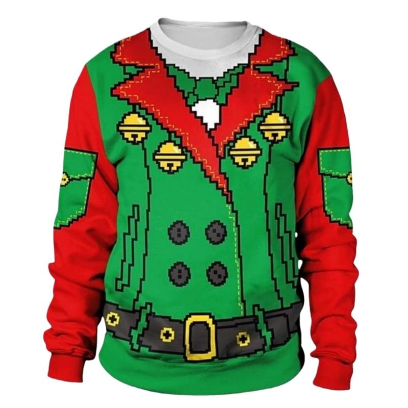 Funny Christmas Sweater Men Women Pullover Xmas Sweatshirt Ugly Graphic Y2k Sweatshirts for Holiday Party Loose Men's Clothing