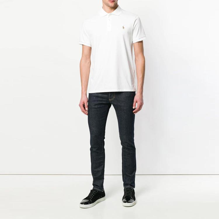 Polo Ralph Lauren SS22 Logo Embroidered Solid Short Sleeve Polo Shirt Men Tops White 710685514-001