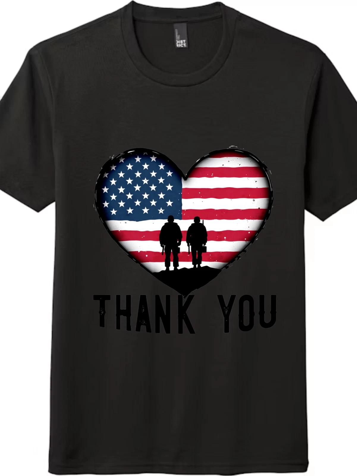 Thank You  Veterans Heart Flag T-Shirt - Unisex Patriotic Military Tee 3XL