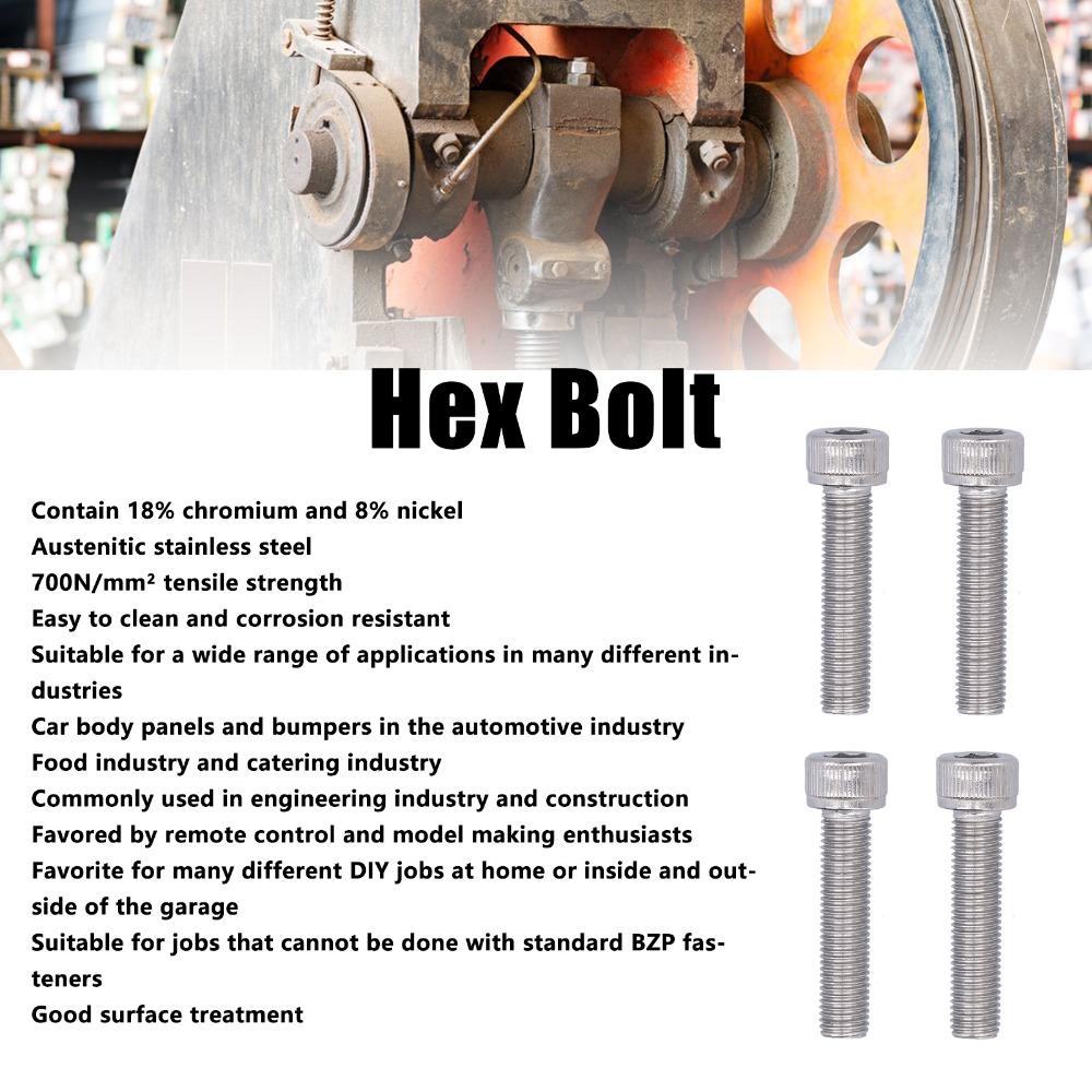4PCS Bright Finish Hex Bolt Stainless Steel Allen Head Bolt Wheel Center Cap Screw  For Construction