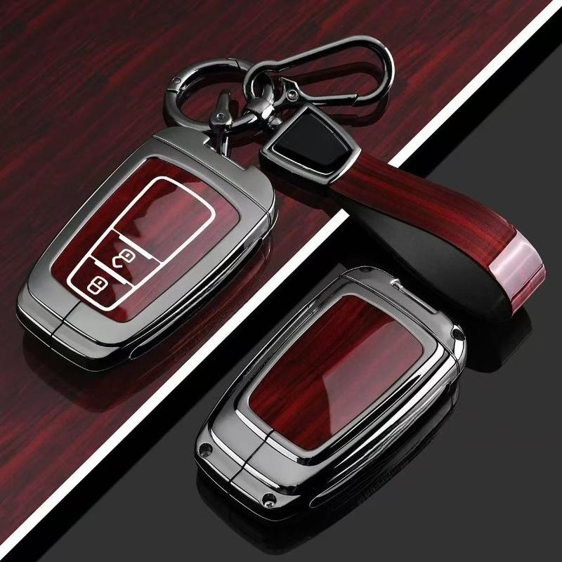 Zinc Alloy Key Fob Cover for Toyota Venza/C-HR/Levin GT/Avalon/Land Cruiser Prado/Wildlander, KeyCase Shell with Keychain