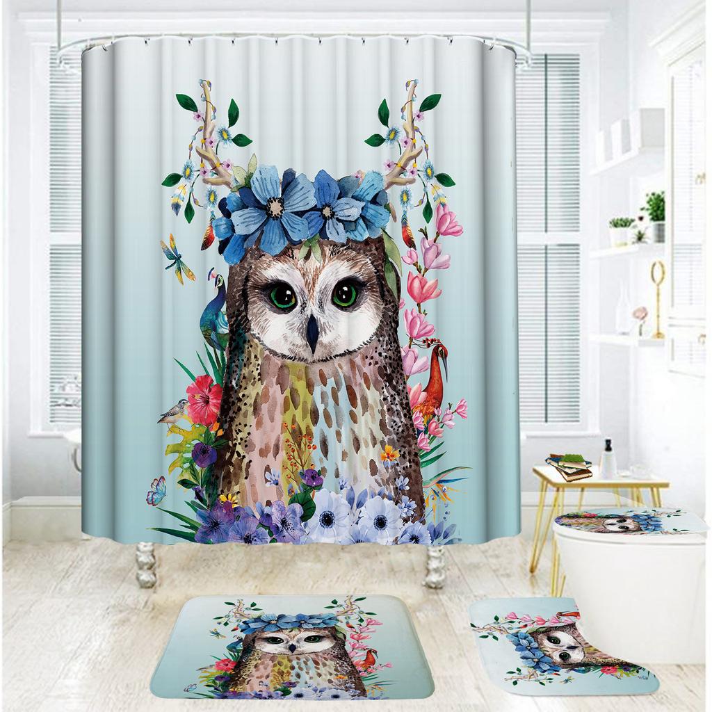 Bathroom Shower Curtain Four-Piece Digital Printing African Animal Waterproof Shower Curtain Shower Curtain Partition Curtain Bath Mat