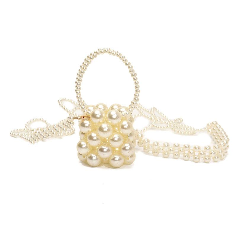 Chain Body Pearl Single Shoulder Bucket Bag With Light Load Feature Purse School