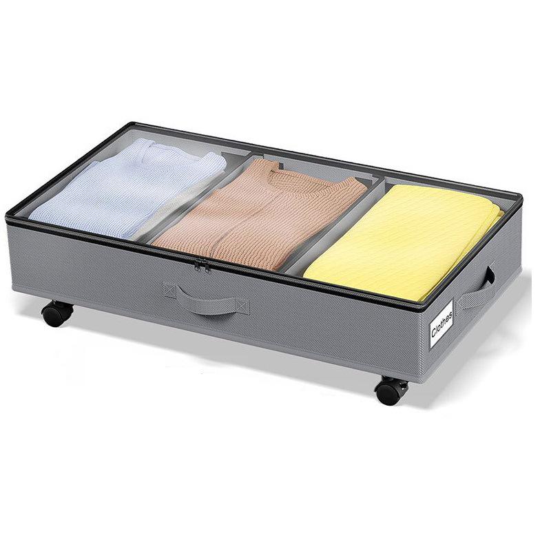 

Большой ящик для хранения под кроватью на колесиках с пыленепроницаемой тканевой крышкой