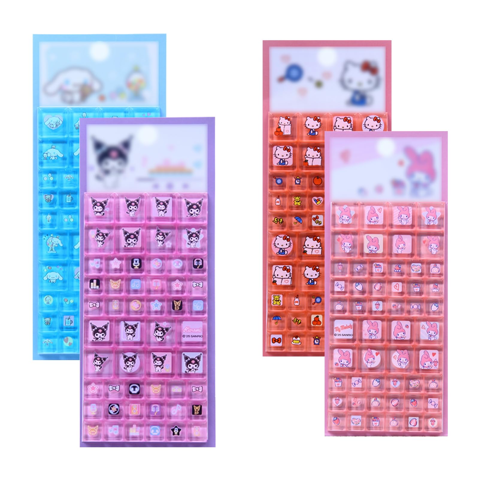 

Mayfoo 4-Piece Puffy Glitter 3D Embossed Sticker Set Repositionable Decorations for Notebooks Journals and Envelopes