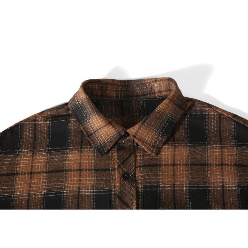 Chemise à carreaux rétro pour homme, vêtement décontracté à manches longues, avec poche unique et boutons, collection printemps-été