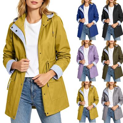 Women's Color Hooded Windbreaker Jacket Lightweight Windproof Outdoor Sportswear