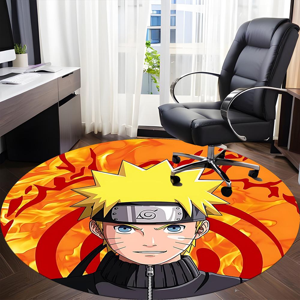 Naruto Flame Office Round Area Rug, Under Office Chairs Bedroom Living Room Home Decor A1022150