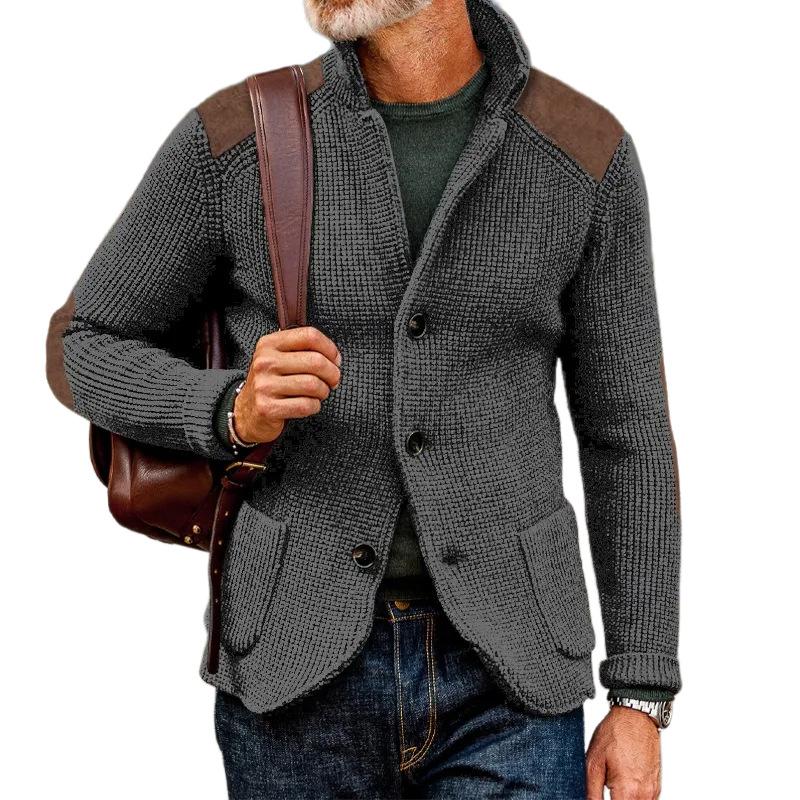 

2026 Winter Oversized Knitted Sweater Retro Casual Patchwork Collar Outdoor Sweater Jacket 5XL