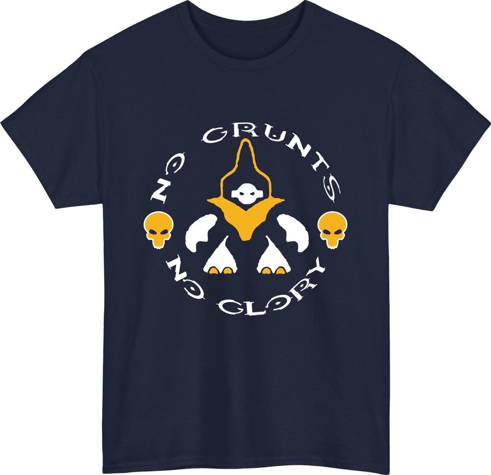 No grunts no glory gamer tshirt sci fi alien skull funny gaming bodybuilder top S