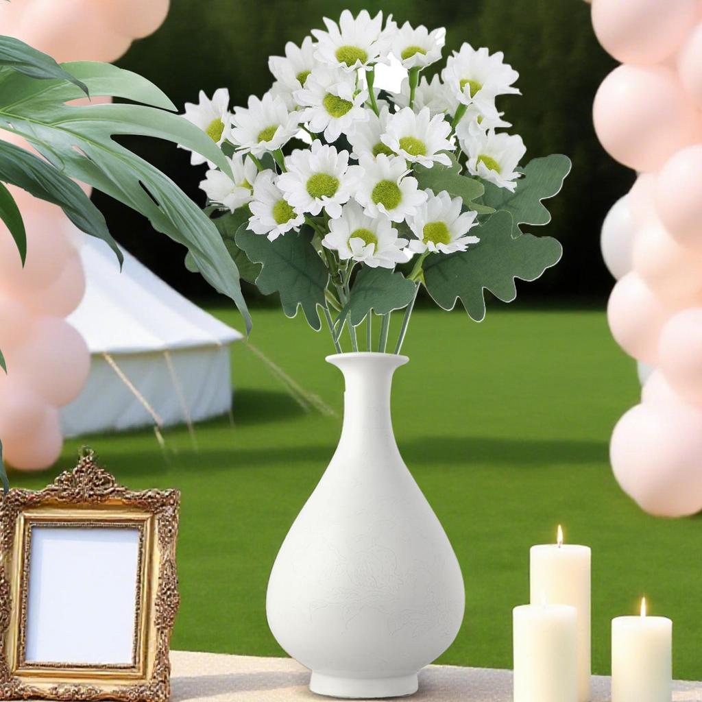 Small Artificial Flowers Faux Silk Daisies Fake Wildflowers with Stems for DIY White Wedding Bouquets Floral Arrangements Party