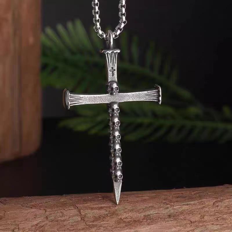 Kreuz Halskette für Männer und Frauen, Trendy Hip-Hop, Europäisches und Amerikanisches High-End Totenkopf