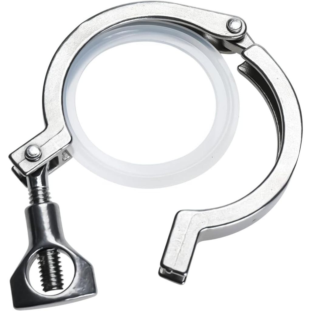 5PCS 1.5" Stainless Steel Tri Clamp, Heavy Duty Sanitary With Wing Nut and Silicone Gaskets for Ferrule TC