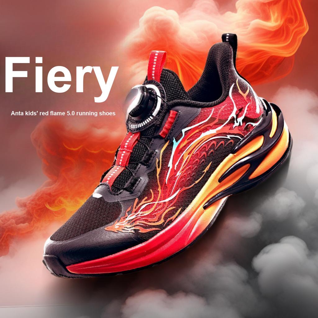 Anta Kids Red Flame Trendy Fashion Comfortable Versatile Lightweight Shock Absorbing Low Top Running Shoes Men sneaker A12515510
