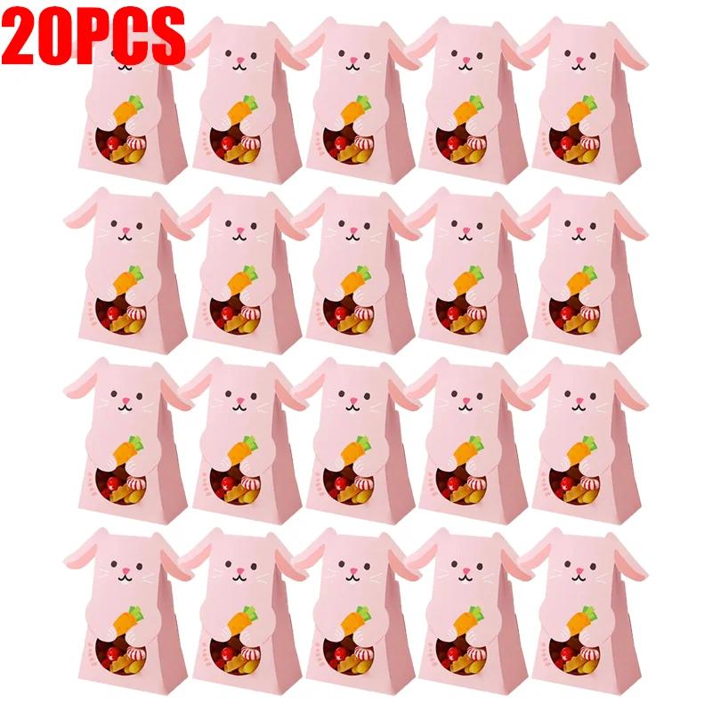 20/10Pcs Easter Rabbit Candy Bags Paper Cookie Candy Box Gift Packing Boxes Birthday Party Decor Supplies Easter Party Decor