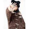 2024 Y2K Lamb Wool & Leather Mid-Length Plush Duffle Coat for Women