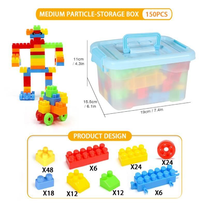 

Пластиковые Большие Строительные Блоки Детские – Набор для DIY Обучения Раннее Обучение Пазлам 150PCS