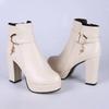 Fashion Fashion 2024 Women's High Heel Autumn Winter Chunky Heel Platform Shoes Side Zippers Ankle Boots Plus Size 33-43