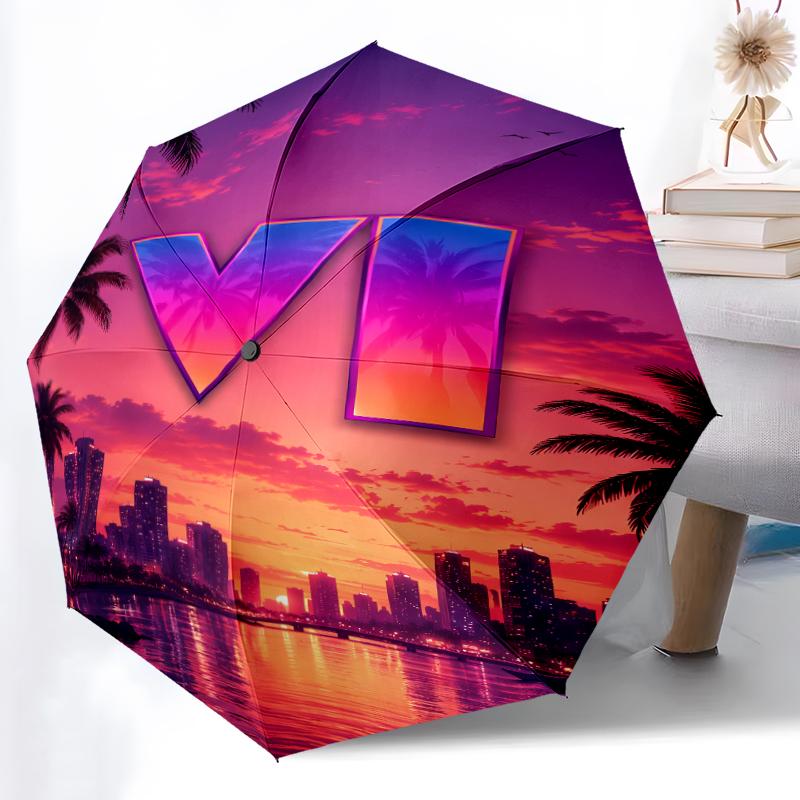 Printed Game Grand Theft Auto Folding Umbrella,Outdoor,Leisure,And Travel Umbrella,Durable Umbrella Fabric,Birthday And Holiday Gift