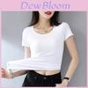 Camiseta para Mujer Casual de Manga Corta de Algodón con Empalme para Primavera