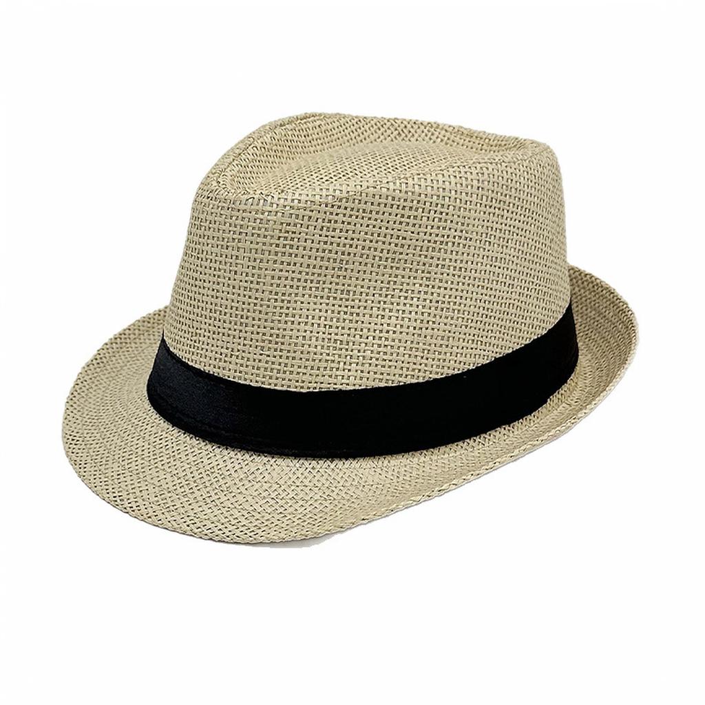 Ανδρικό Ψάθινο Καπέλο Fedora για τον Ήλιο το Καλοκαίρι Φαρδύ