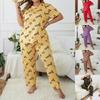Plus Size Pajamas Women's Spring and Autumn Red Pit Stripes Doll Collar Short-sleeved Trousers Ladies Homewear Suit