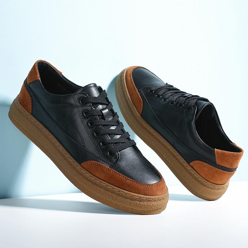 Men's Shoes Board Shoes 2025 Men's Lightweight Casual Leather Shoes Low-top Retro Sports Shoes Wear-resistant Wear-resistant Non-slip