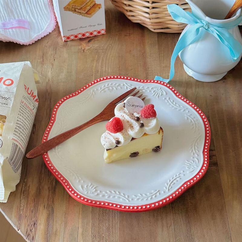 

LISMins French Vintage Lace Embossed Ceramic Dessert Plate