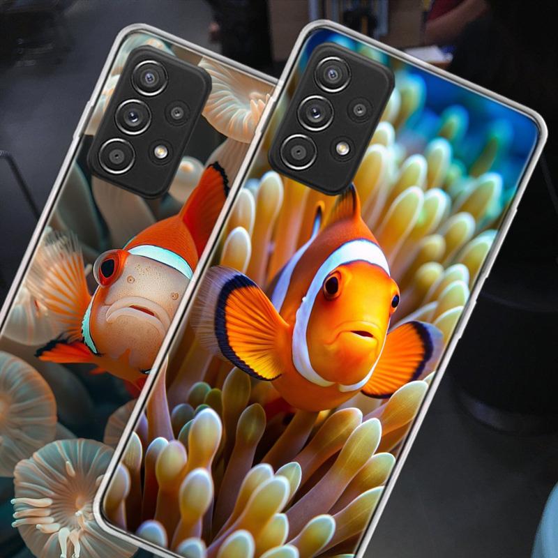 Clownfish and Sea Anemone Phone Case for Samsung A54 A57 A37 A17 A14 A15 A12 A24 A34 A55 A35 A25 A52S A07 A05S A04S A22 A32 A72