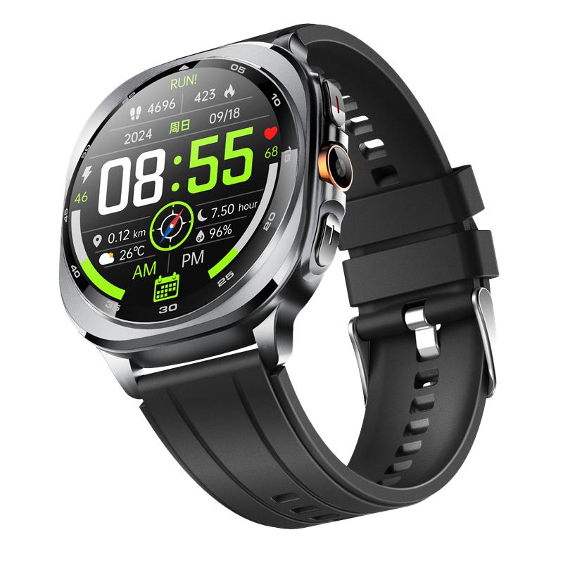 TS400 Men Smart Watch AMOLED Bluetooth Calling GPS Positioning Flashlight Compass Altitude Barometric Pressure Health Monitor