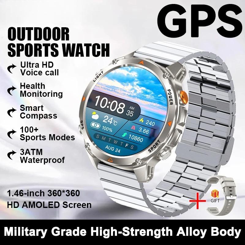 New Military Outdoor GPS Positioning SmartWatch Men Run RIDE Fitness GPS Tracer 10ATM/IP69 Compass HD call Sports Watch bracelet