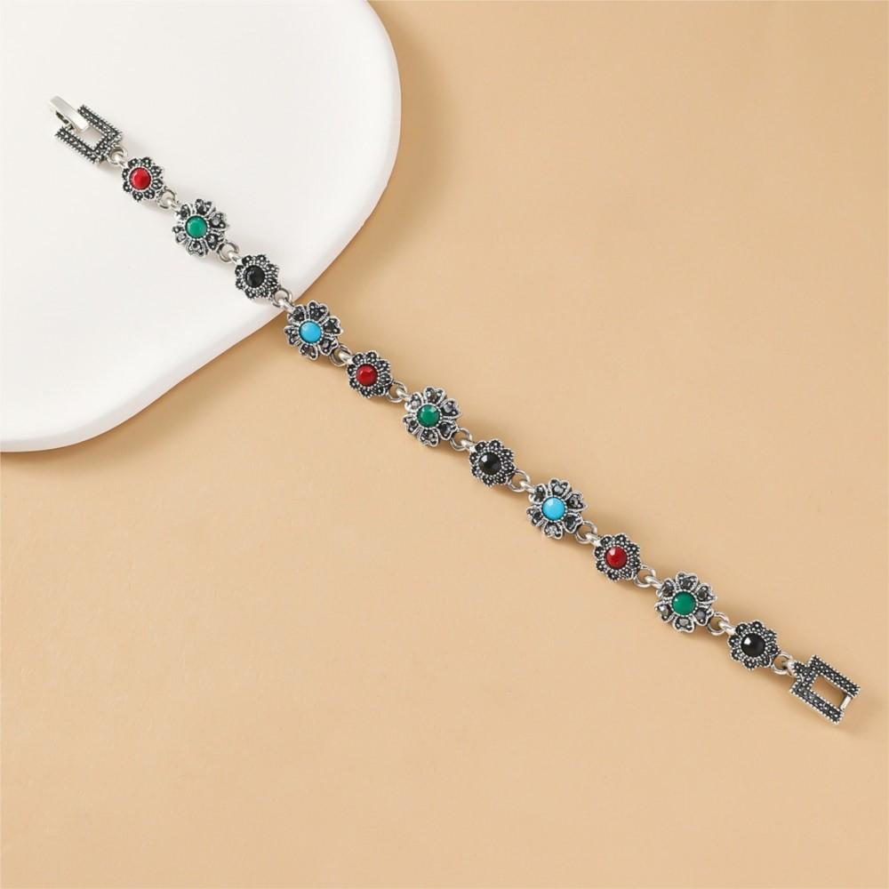 European and American cross-border women s fashionable retro colored turquoise chain bracelet, birthday party gift for girls