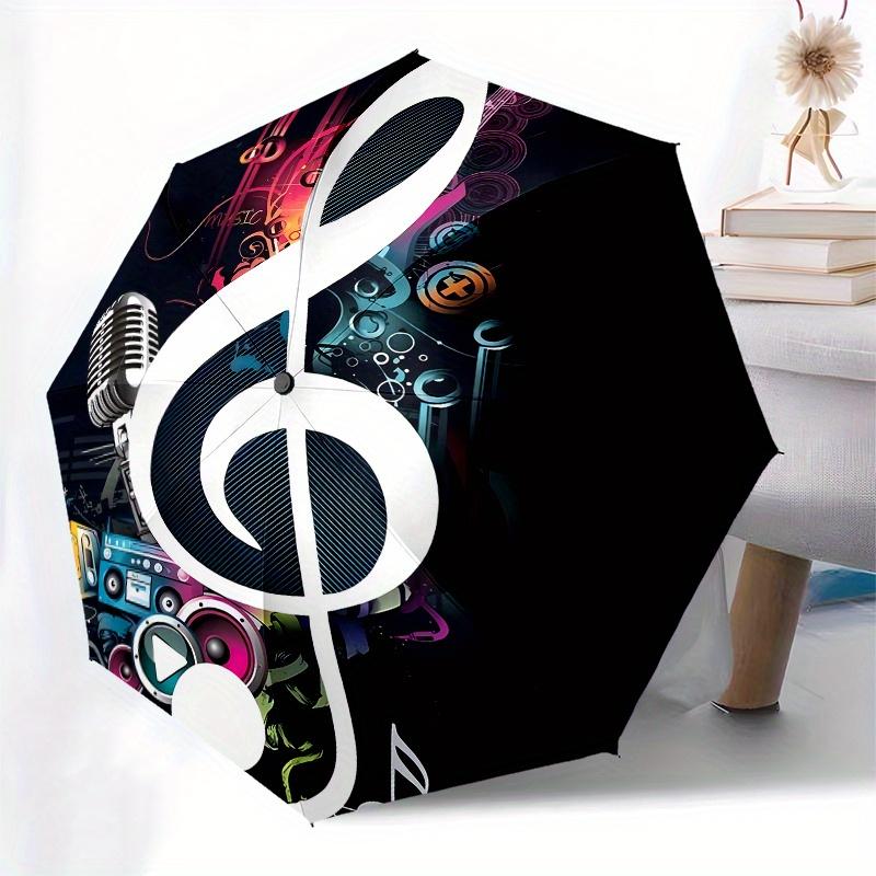 Music, Entertainment themed Eight rib Automatic Folding umbrella Is Suitable for Both Men and Women, Making It A Perfect Christmas and Valen