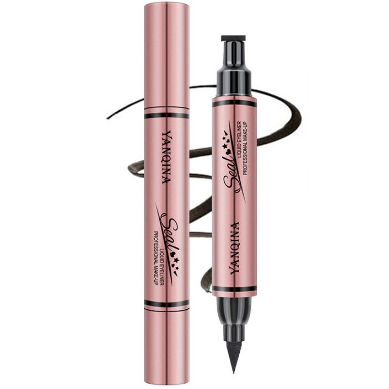 

Подводка для глаз с двойной головкой Водонепроницаемая и не размазывающаяся подводка для глаз с жидким карандашом